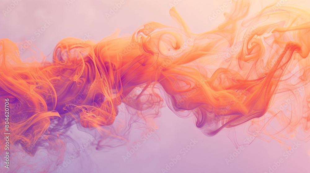 Deep orange smoke swirling above a pale lavender background.