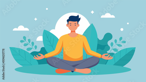 A guided meditation session accompanied by soothing music to help participants destress and improve mental clarity.. Vector illustration