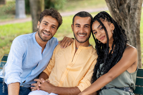 Happy Multicultural Friends in Park - Group Portrait © Lomb