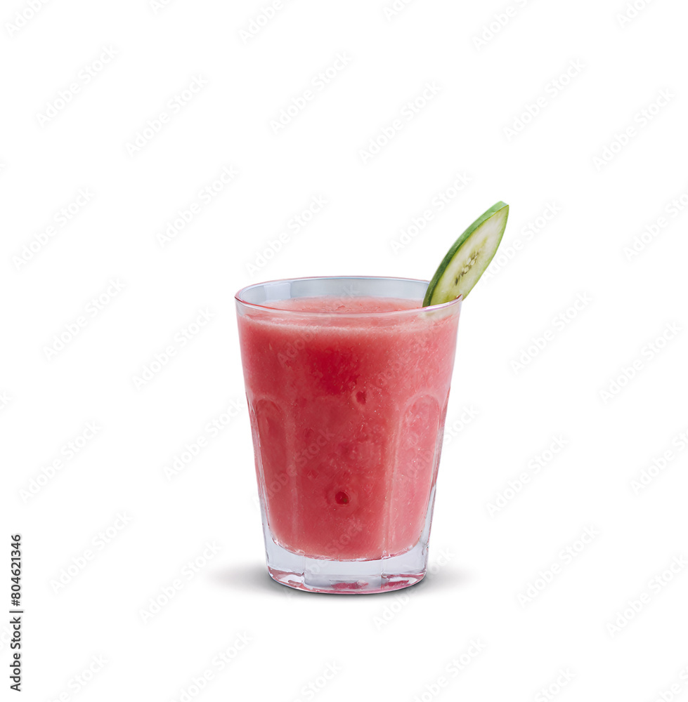 Fresh watermelon and cucumber smoothie with fruit slice isolated on transparent or white background Fresh watermelon and cucumber smoothie with fruit slice isolated on transparent or white background