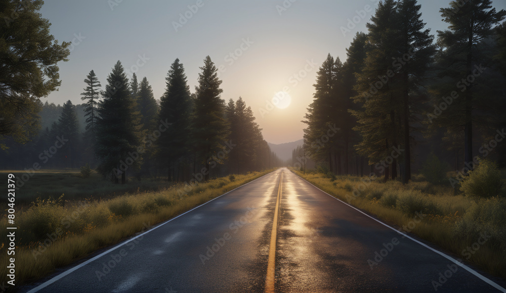 The landscape of the road stretching into the distance. The American highway. The wilderness, a rural country road. The empty road of dreams. Summer forest background landscape The landscape of the road stretching into the distance. The American highway. The wilderness, a rural country road. The empty road of dreams. Summer forest background landscape
