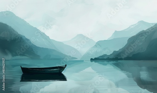 Lonely boat on the lake