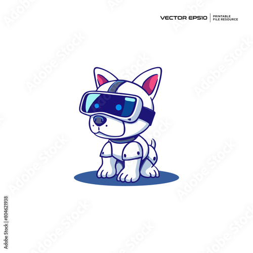 cute futuristic dog robot, character, mascot, logo, design, vector, eps 10