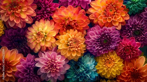 A variety of colorful chrysanthemums in full bloom