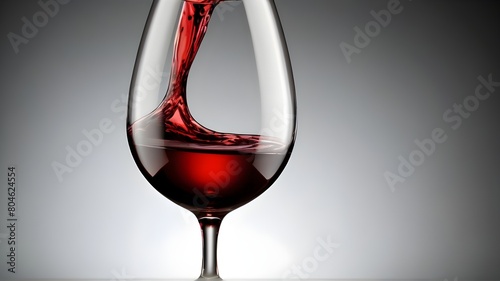 Pouring Red Wine into a Glass Against a Grey Background