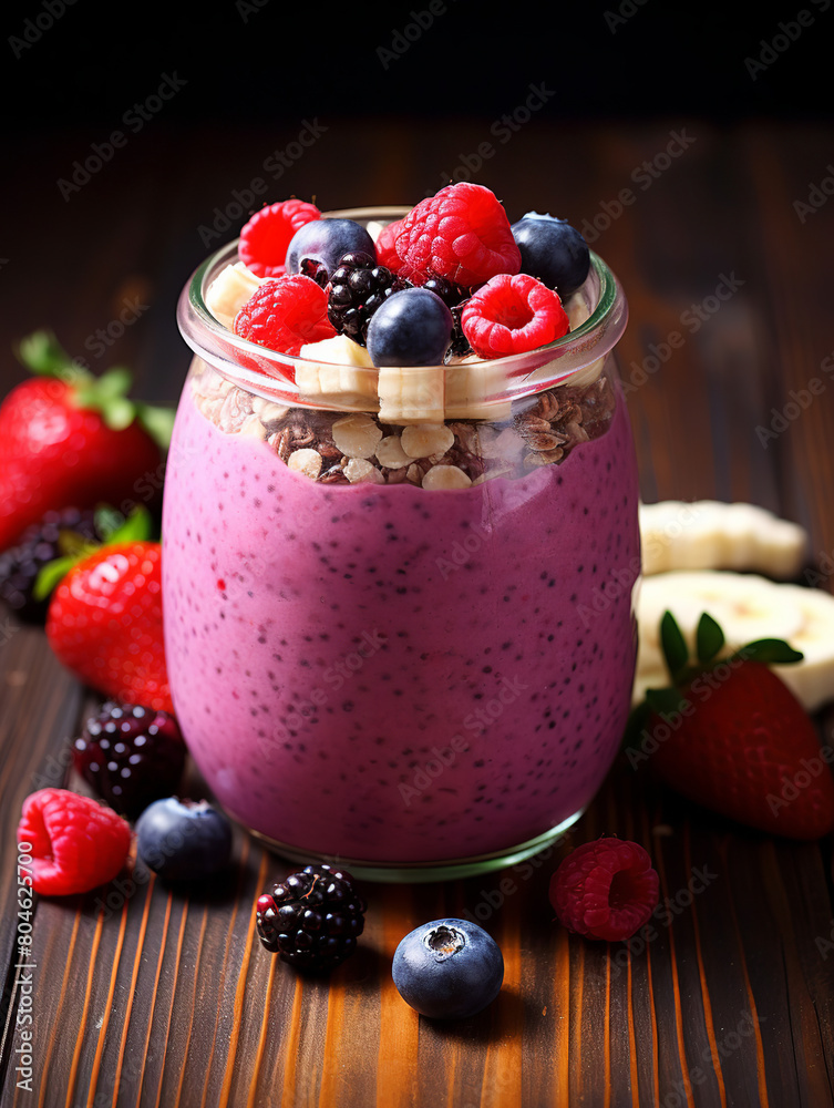 Delicious red fruit and banana smoothie Delicious red fruit and banana smoothie