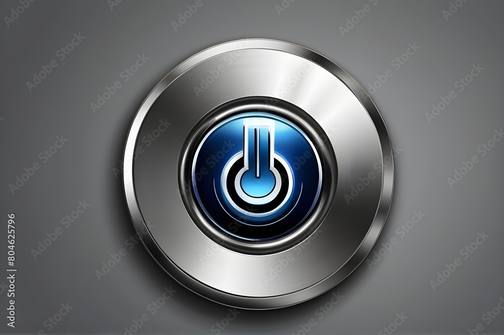 Close-Up of a Blue Power Button