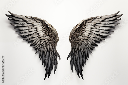 Luxury dark brown and shiny wings isolated on white background © World Creative