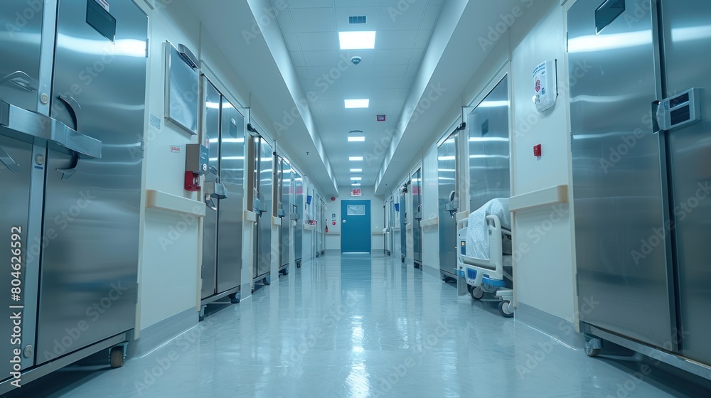 Obraz premium The Refrigerated Corridor: A Surreal Perspective on Healthcare Innovations