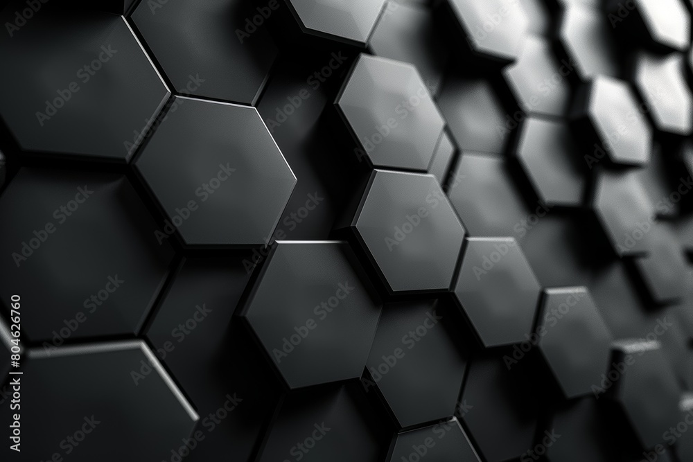 An abstract image of a sleek black hexagonal 3D pattern that exudes a sense of modernity and precision An abstract image of a sleek black hexagonal 3D pattern that exudes a sense of modernity and precision