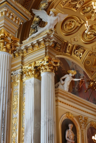 Baroque  barocco ornate marble ceiling non linear reformation design. elaborate ceiling with intricate accents depicting classic elegance and architectural beauty