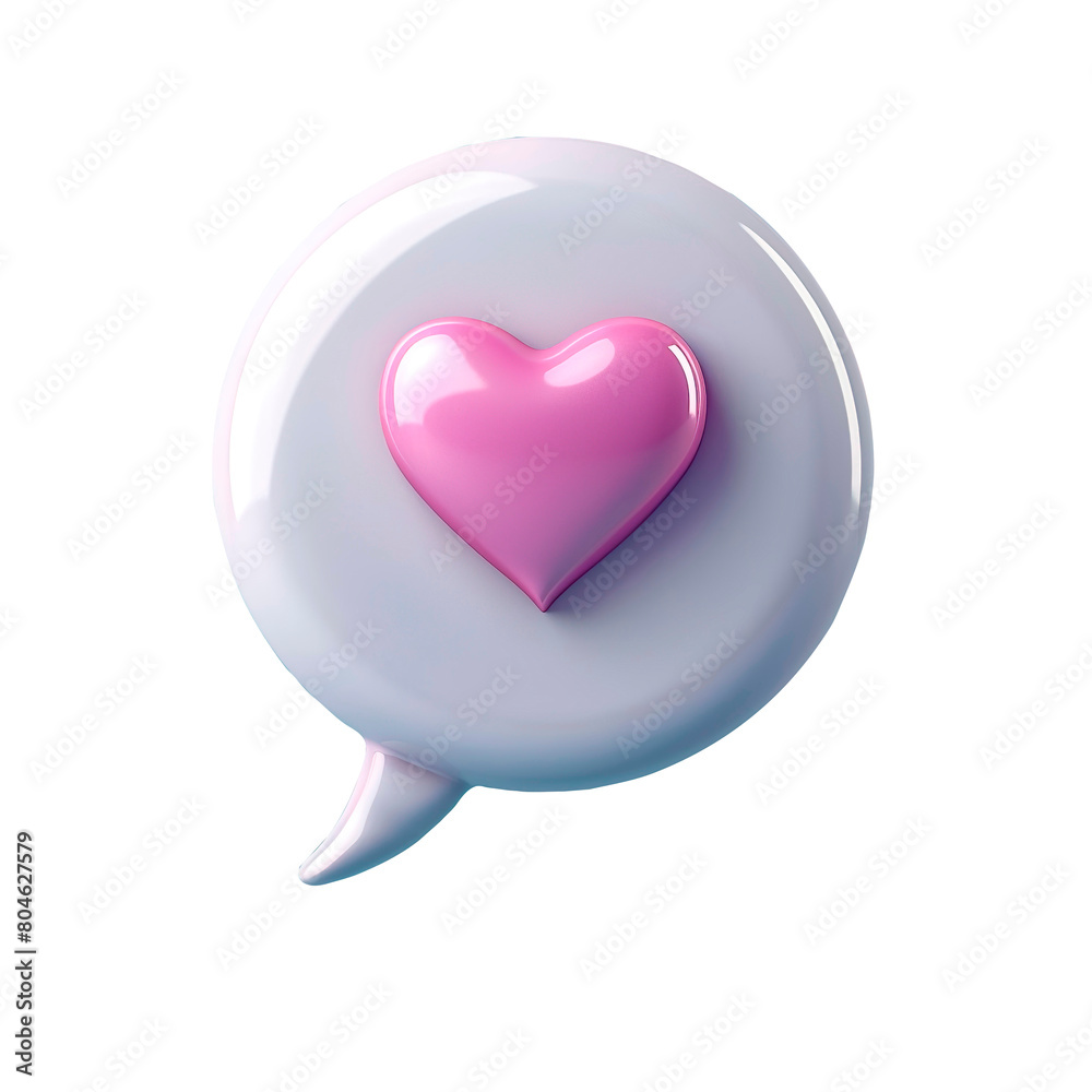 Speech bubble with purple heart, express ideas and feelings. Transparent background, PNG format Speech bubble with purple heart, express ideas and feelings. Transparent background, PNG format