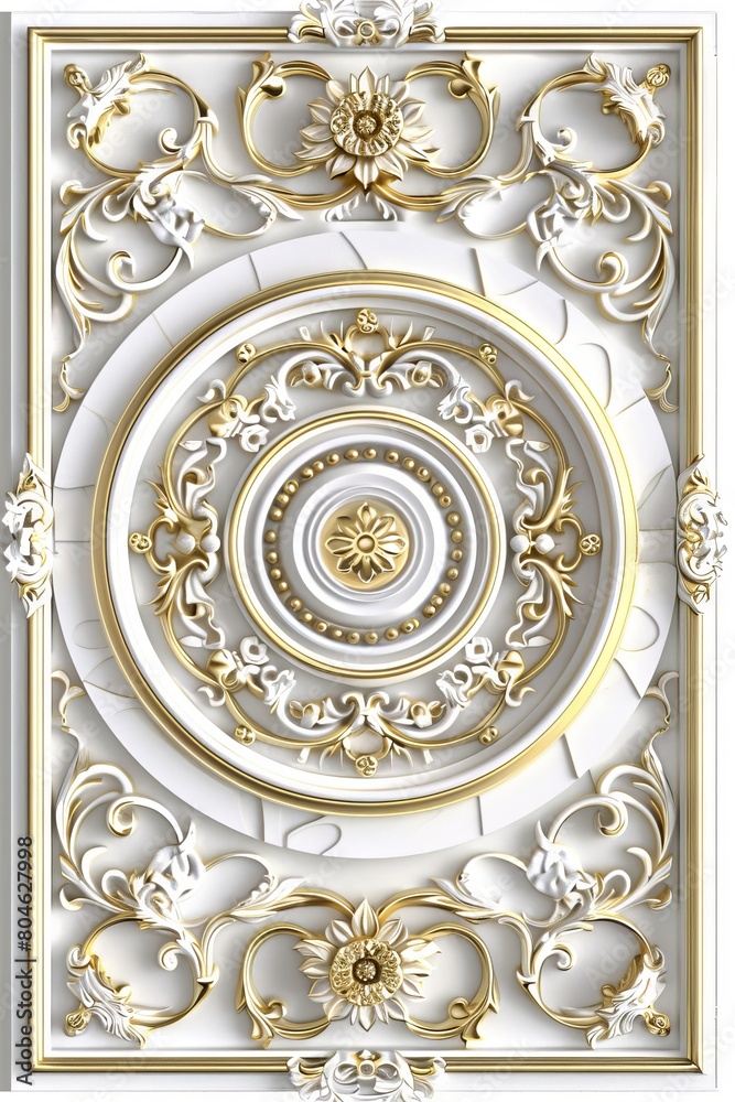 Obraz premium Baroque, barocco ornate marble ceiling non linear reformation design. elaborate ceiling with intricate accents depicting classic elegance and architectural beauty