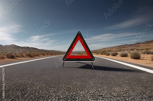 Triangle Warning Sign on a Tarmac Road