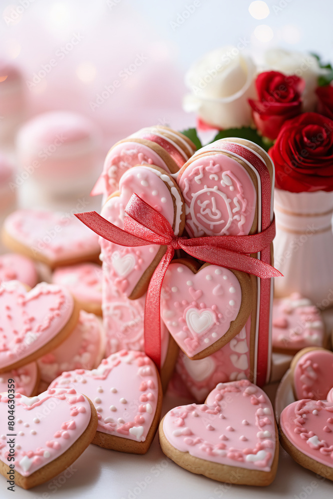 Sweet heart-shaped cookies for Valentine's Day.