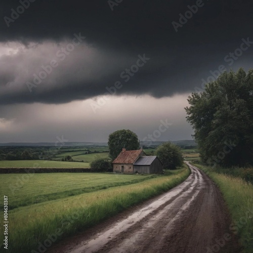 stormy weather in countryside