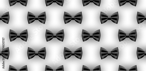 Black bow tie on white background. Elegance men's style symbol seamless background. AI graphic. photo