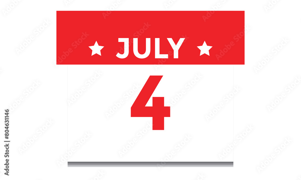 July 4th calendar icon vector, independence day american calendar design, vector illustration. July 4th calendar icon vector, independence day american calendar design, vector illustration.