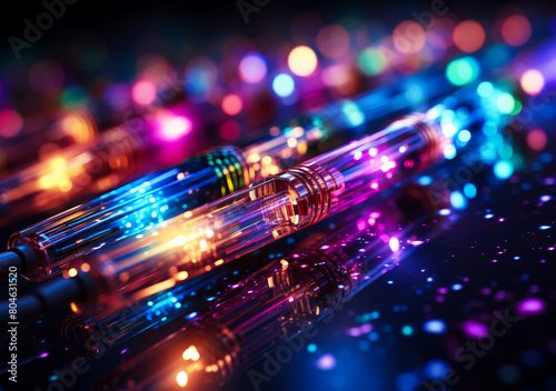 Fiber Optic Cable Abstract Technology   Computer Network Data Transmission   Futuristic 3D Illustration