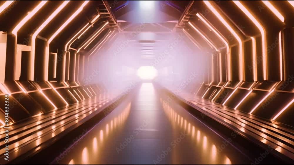 Flight in abstract sci-fi tunnel 3d render. Futuristic VJ motion ...
