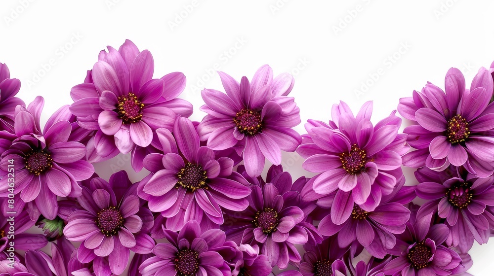Obraz premium A beautiful arrangement of purple chrysanthemum against a white background