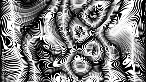 Abstract creative black and white curve zigzag stripe motion background. Video animation Ultra HD 4k footage.