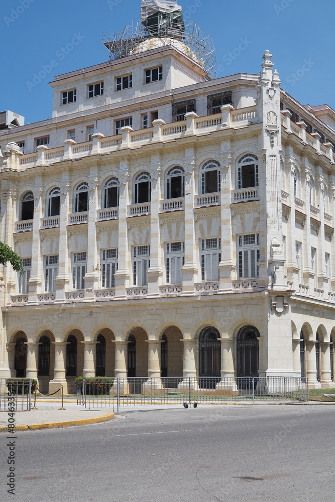 A modern building on the streets of Havana.
