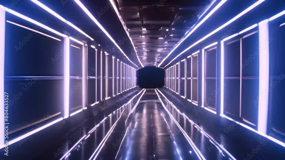 Flight in abstract sci-fi tunnel 3d render. Futuristic VJ motion ...