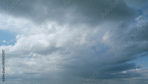 Heavy rain before a storm. Tornado cloud. Beautiful rainy dark storm clouds. Timelapse.