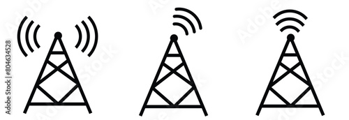 Antenna icon. Communication tower icon. Radio tower icon symbol, on white background vector illustration. 
