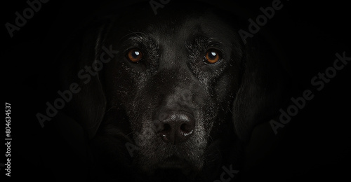 Black Dog in dark background