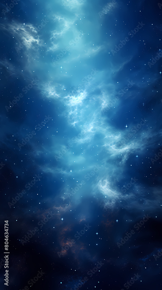 Fototapeta premium The night sky is filled with stars and clouds, creating an ethereal atmosphere