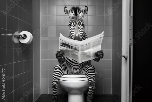zebra on toilet, AI generated © Frédéric Prochasson