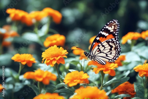 'tropical flower orange bright garden magic image artistic butterfly summer natural forest spring yellow color insect grass leaf blue soft delicate bouquet flowerbed pattern nature bloom bokeh' © akkash jpg