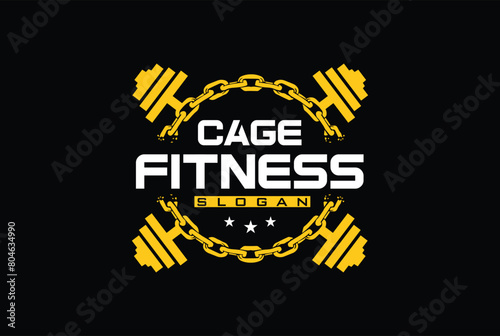MMA Training Cage circle Sign, Vector Illustration isolated on black Background, gym and fitness logo