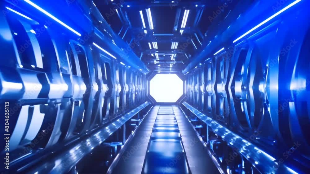 Flight in abstract sci-fi tunnel 3d render. Futuristic VJ motion ...