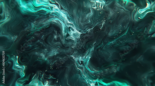 Emerald Swirls in Textured Fluid Art