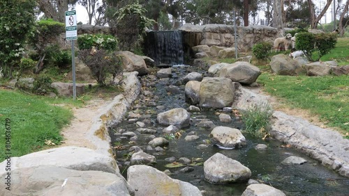 Los Angeles, California: Waterfall with Stream at Kenneth Hahn State Recreation Area, a State Park unit of California in the Baldwin Hills Mountains of Los Angeles photo