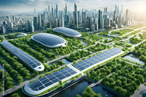 panels on the roof, The Magnificent Vision of Tomorrow's Green Urban Landscape