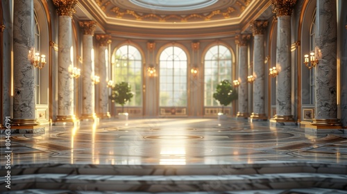 Opulent Velvet Podium with Royal Palace Ballroom Backdrop for Luxury Displays Generative AI