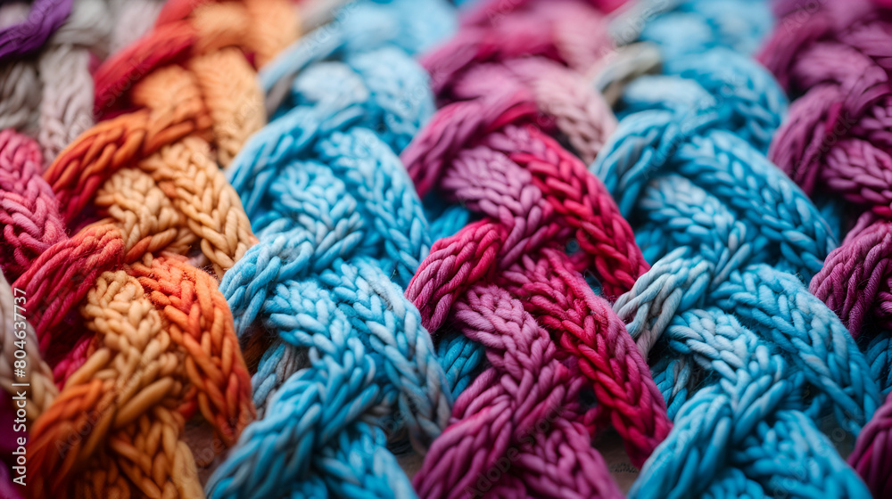 close up of colorful knitting yarn