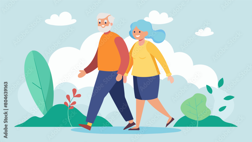 A retired couple who stopped going on walks together due to chronic pain now take daily walks and enjoy each others company without discomfort..