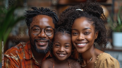 portrait of bonding black family in home