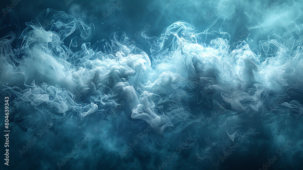 Soft white smoke abstract background drifts gently over a deep teal background.