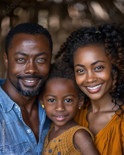 portrait of black family in home