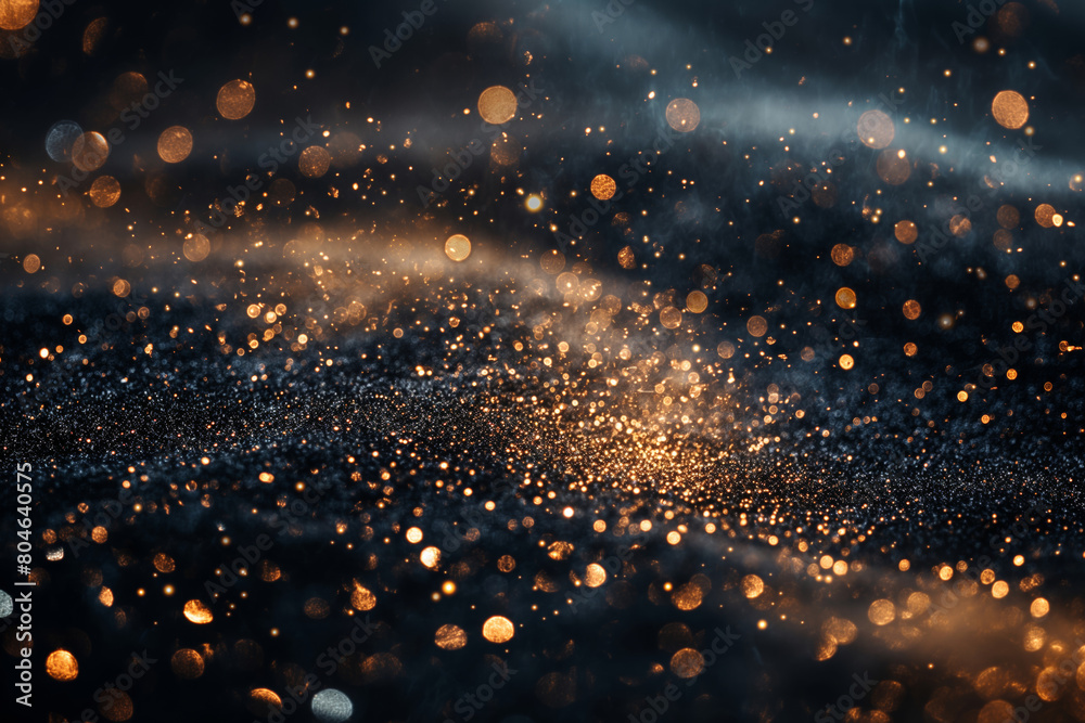 A dark background with abundant sparkles, creating an atmospheric phenomenon. Generative AI A dark background with abundant sparkles, creating an atmospheric phenomenon. Generative AI