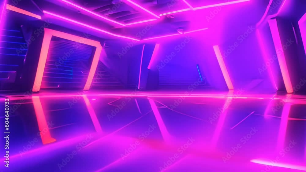 Flight in abstract sci-fi tunnel 3d render. Futuristic VJ motion ...