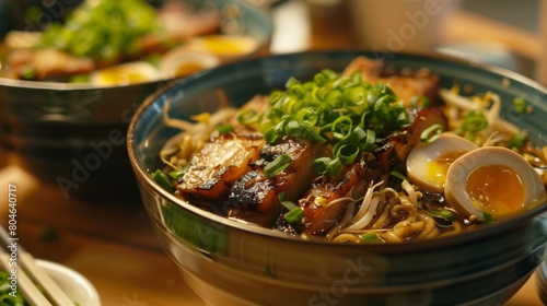 Homemade triple-layer pork belly ramen, a comforting bowl of gastronomic bliss."