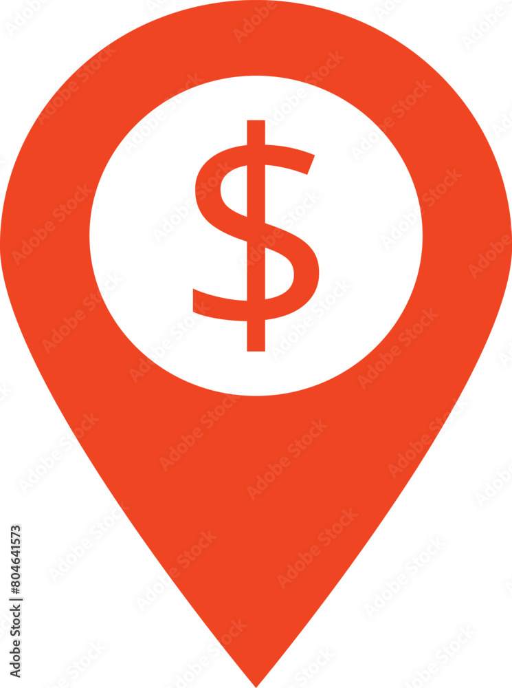 Map pointer with Dollar icon isolated on white background . Bank location symbol vector . Location pin with dollar sign Map pointer with Dollar icon isolated on white background . Bank location symbol vector . Location pin with dollar sign