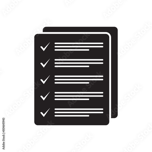 Checklist icon vector. File icon, Document, Checklist icon. Checklist symbol design. folder icon isolated. Vector illustration. White tick, right Bullet point Icon.